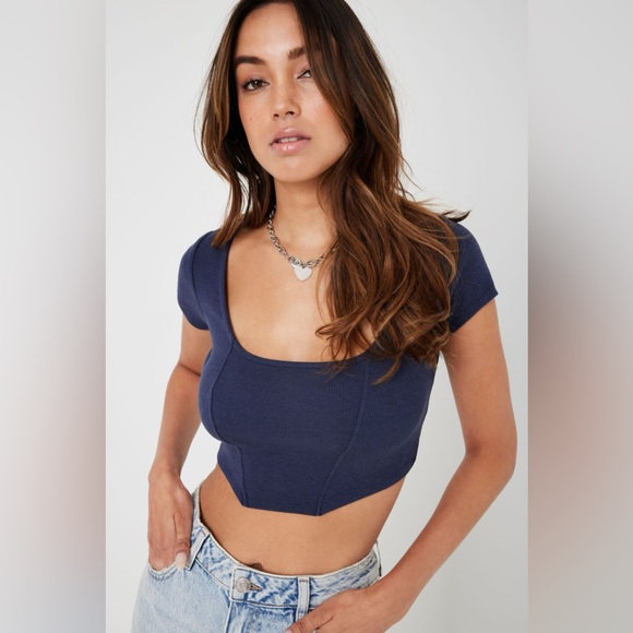 Garage Mackenzie Corset Tee Blue - Picture 1 of 3